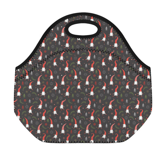 Christmas Gnomes Pattern Print Neoprene Lunch Bag
