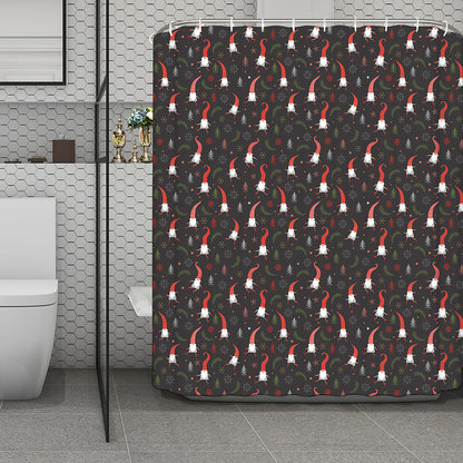 Christmas Gnomes Pattern Print Polyester Shower Curtain