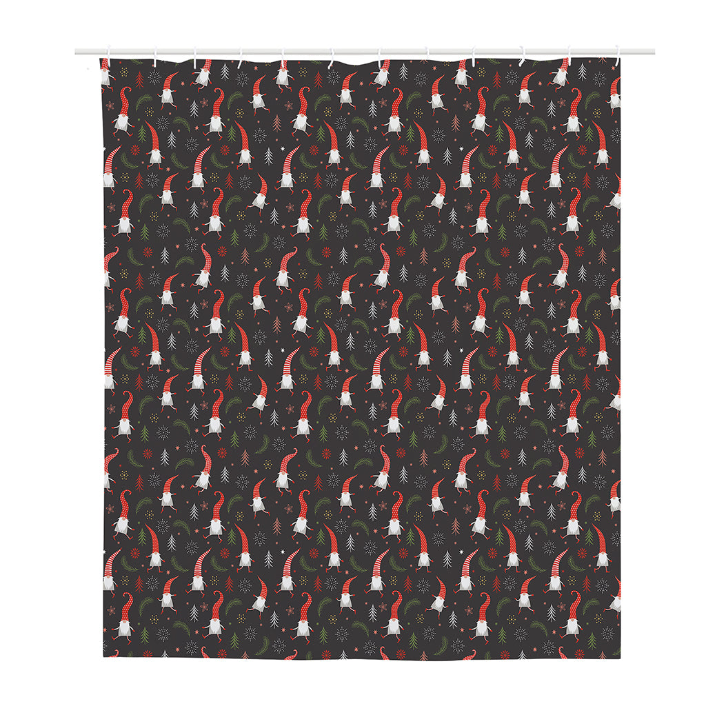 Christmas Gnomes Pattern Print Polyester Shower Curtain