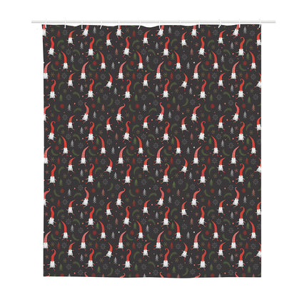 Christmas Gnomes Pattern Print Polyester Shower Curtain