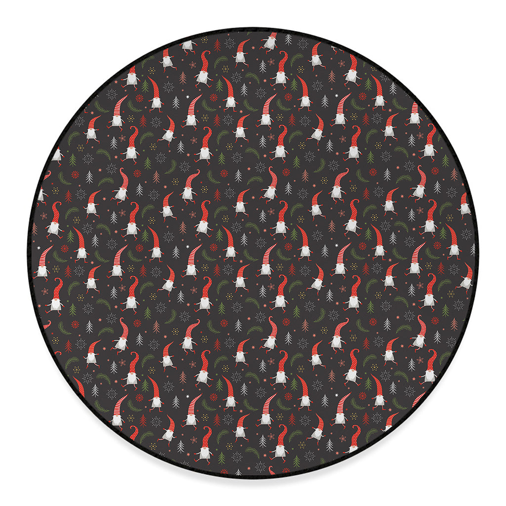 Christmas Gnomes Pattern Print Round Floor Mat