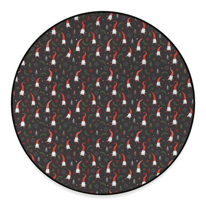 Christmas Gnomes Pattern Print Round Floor Mat