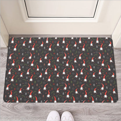 Christmas Gnomes Pattern Print Rubber Doormat