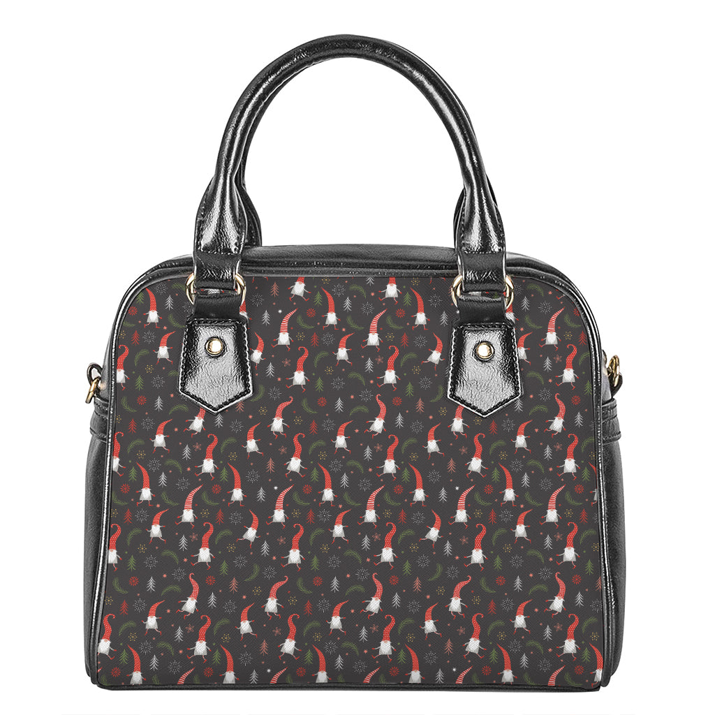 Christmas Gnomes Pattern Print Shoulder Handbag