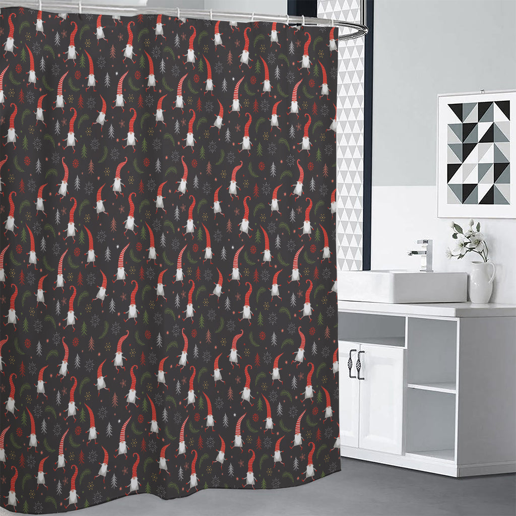 Christmas Gnomes Pattern Print Shower Curtain