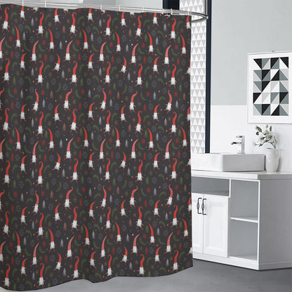 Christmas Gnomes Pattern Print Shower Curtain