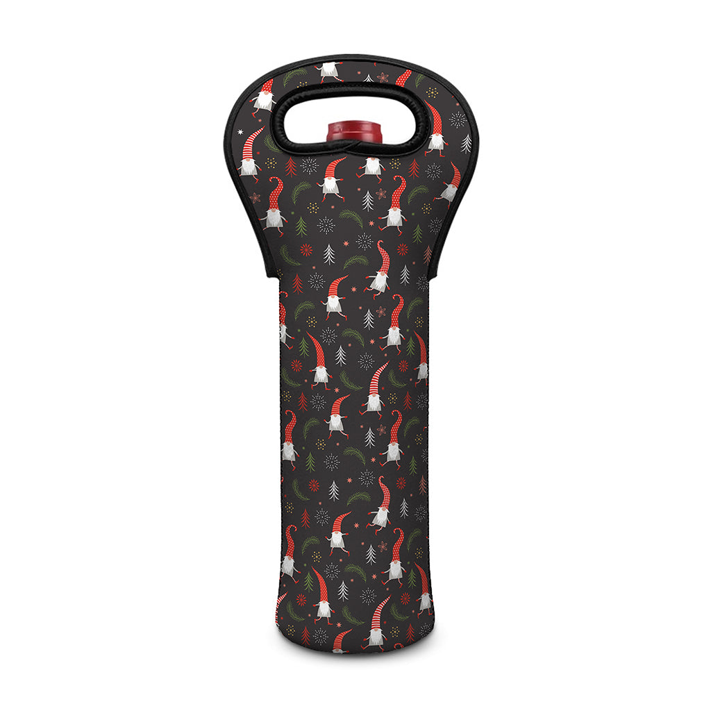 Christmas Gnomes Pattern Print Single Neoprene Wine Tote