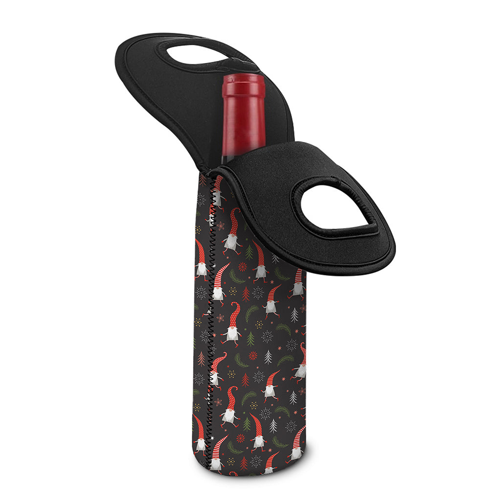 Christmas Gnomes Pattern Print Single Neoprene Wine Tote