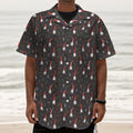 Christmas Gnomes Pattern Print Textured Short Sleeve Shirt
