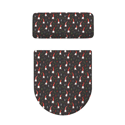 Christmas Gnomes Pattern Print Toilet Lid And Tank Cover Set
