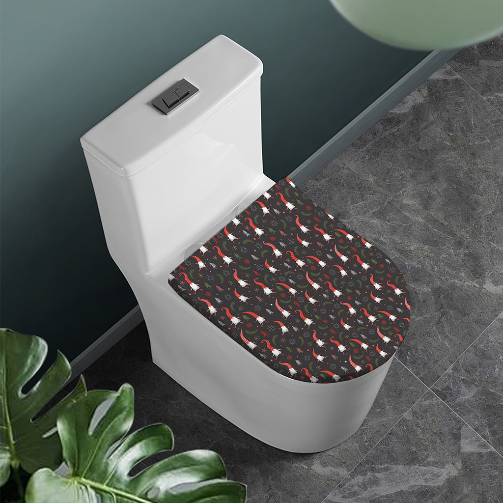 Christmas Gnomes Pattern Print Toilet Lid Cover