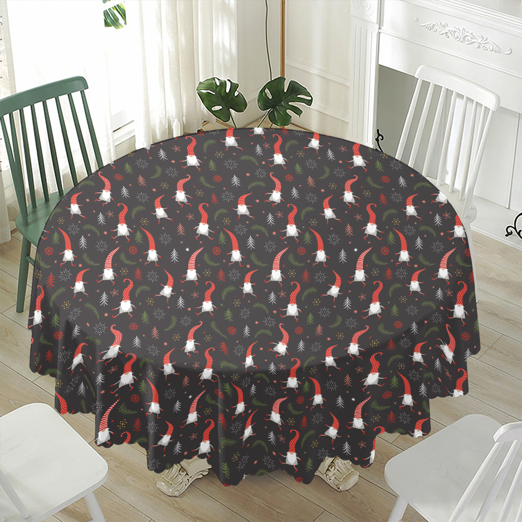 Christmas Gnomes Pattern Print Waterproof Round Tablecloth