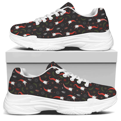 Christmas Gnomes Pattern Print White Chunky Shoes