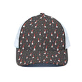 Christmas Gnomes Pattern Print White Mesh Trucker Hat