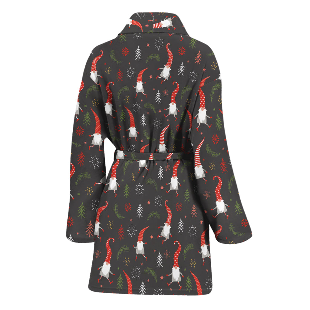 Christmas Gnomes Pattern Print Women's Bathrobe