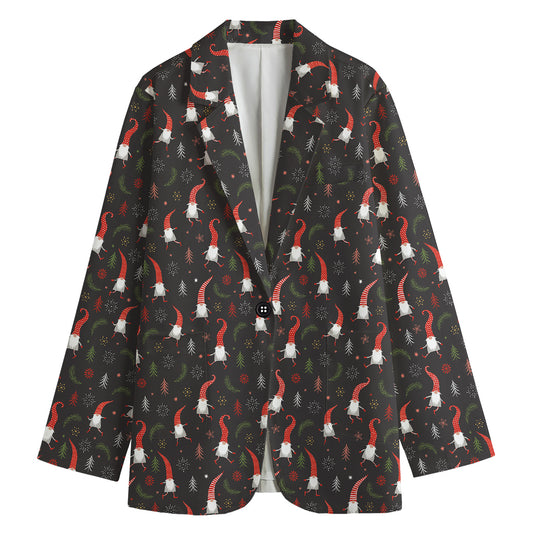 Christmas Gnomes Pattern Print Women's Blazer