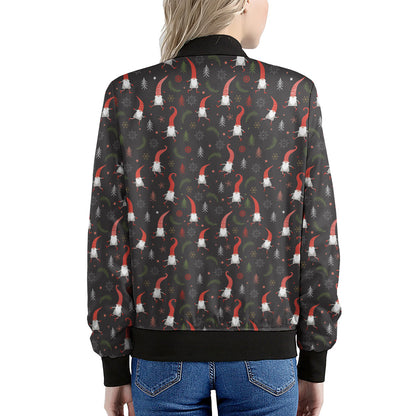 Christmas Gnomes Pattern Print Women's Bomber Jacket