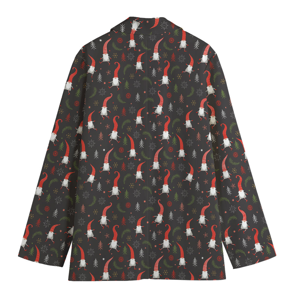 Christmas Gnomes Pattern Print Women's Cotton Blazer