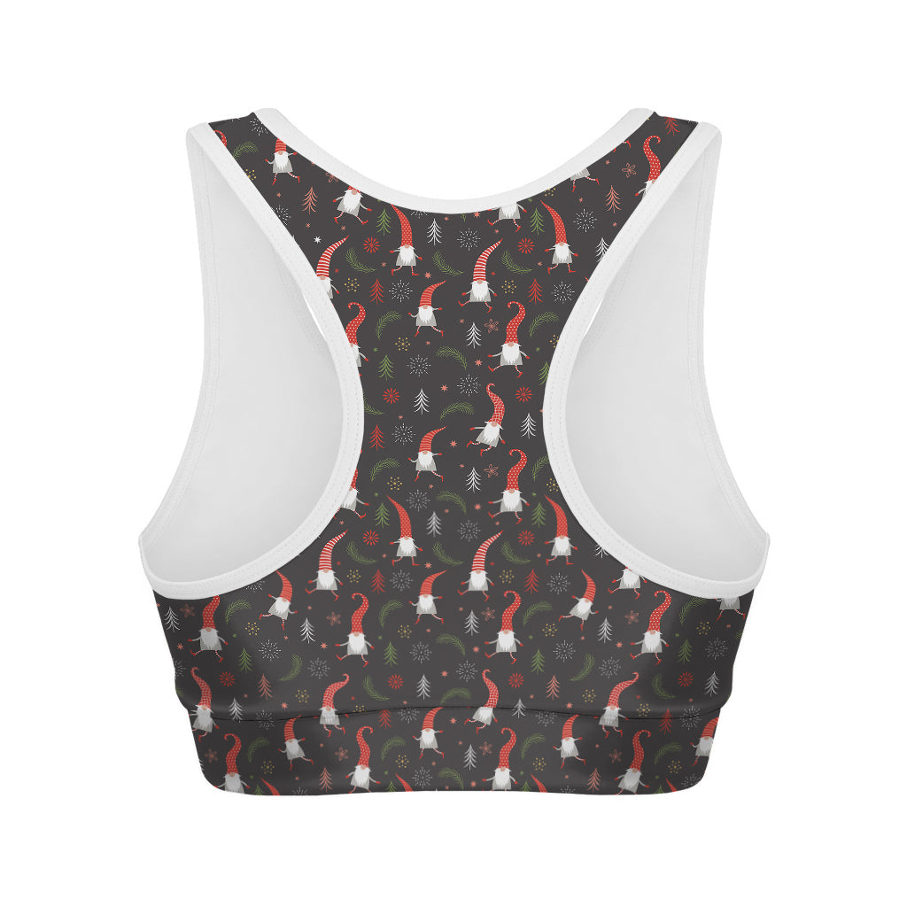 Christmas Gnomes Pattern Print Women's Sports Bra