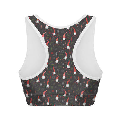 Christmas Gnomes Pattern Print Women's Sports Bra