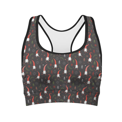 Christmas Gnomes Pattern Print Women's Sports Bra
