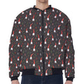 Christmas Gnomes Pattern Print Zip Sleeve Bomber Jacket