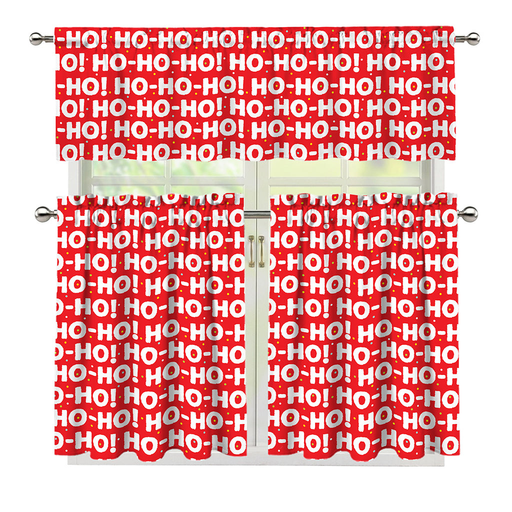 Christmas Ho Ho Ho Pattern Print 3 Piece Kitchen Curtains