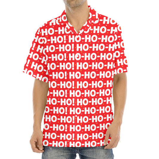 Christmas Ho Ho Ho Pattern Print Aloha Shirt