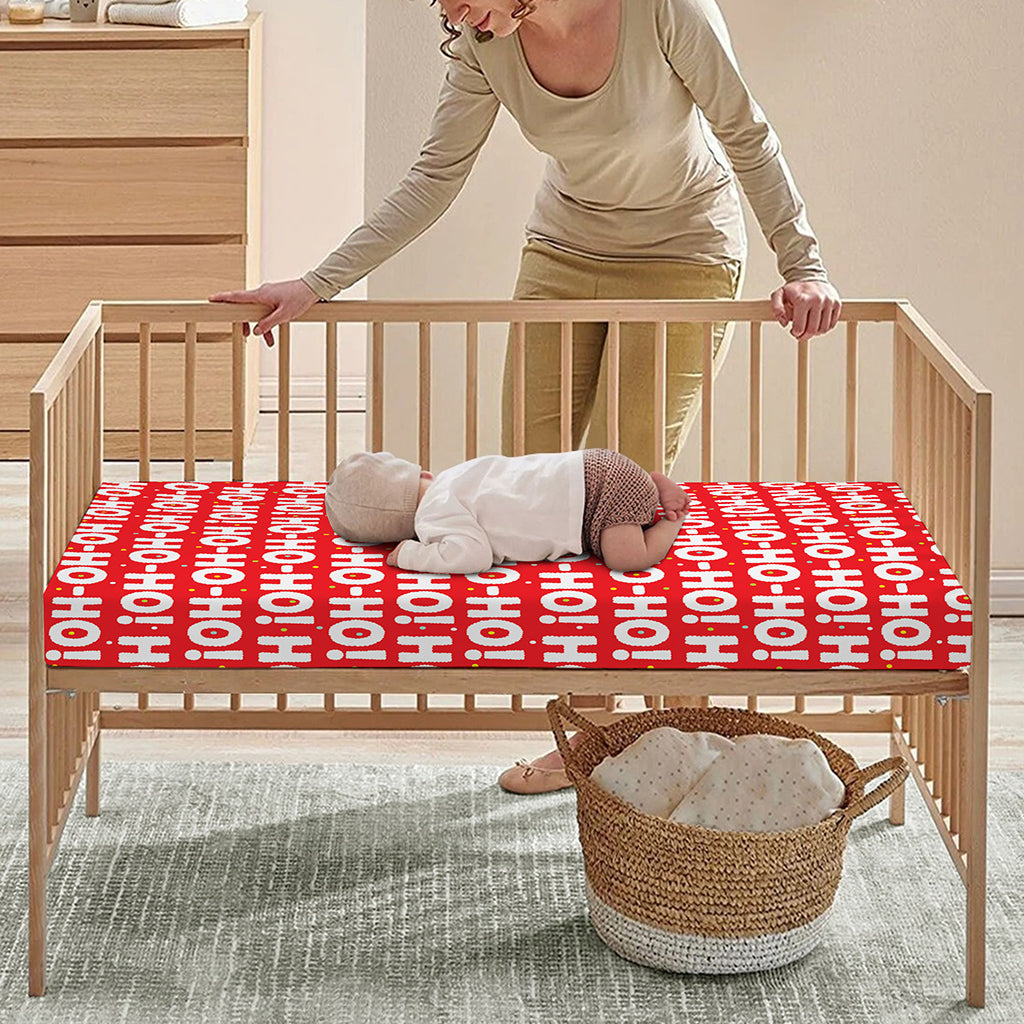 Christmas Ho Ho Ho Pattern Print Baby Crib Sheet