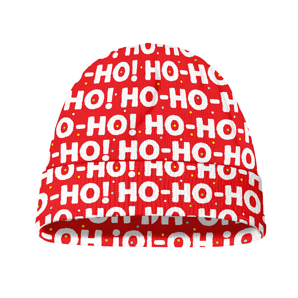 Christmas Ho Ho Ho Pattern Print Beanie