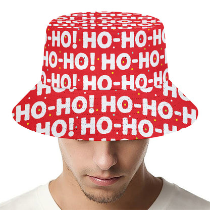 Christmas Ho Ho Ho Pattern Print Bucket Hat