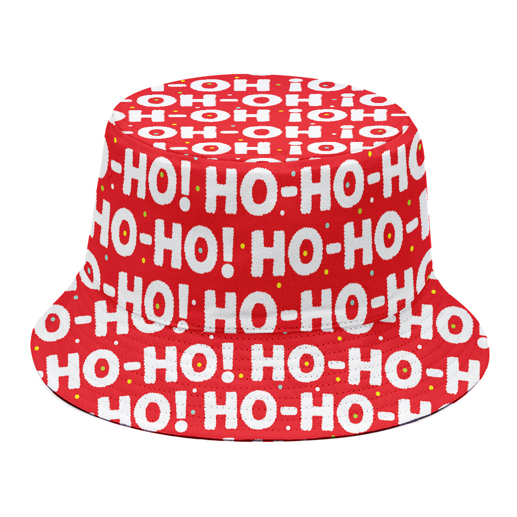 Christmas Ho Ho Ho Pattern Print Bucket Hat