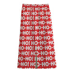 Christmas Ho Ho Ho Pattern Print Cotton Front Slit Maxi Skirt
