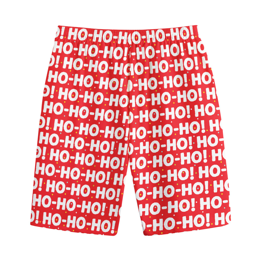 Christmas Ho Ho Ho Pattern Print Cotton Shorts