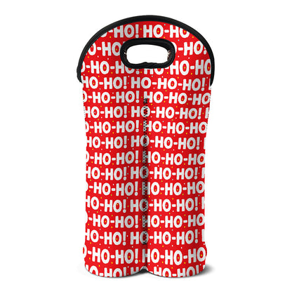 Christmas Ho Ho Ho Pattern Print Double Neoprene Wine Tote