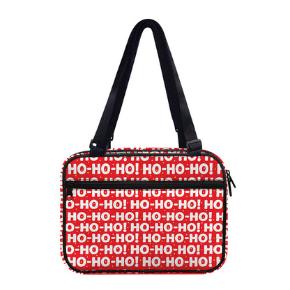 Christmas Ho Ho Ho Pattern Print Double Strap Bible Bag