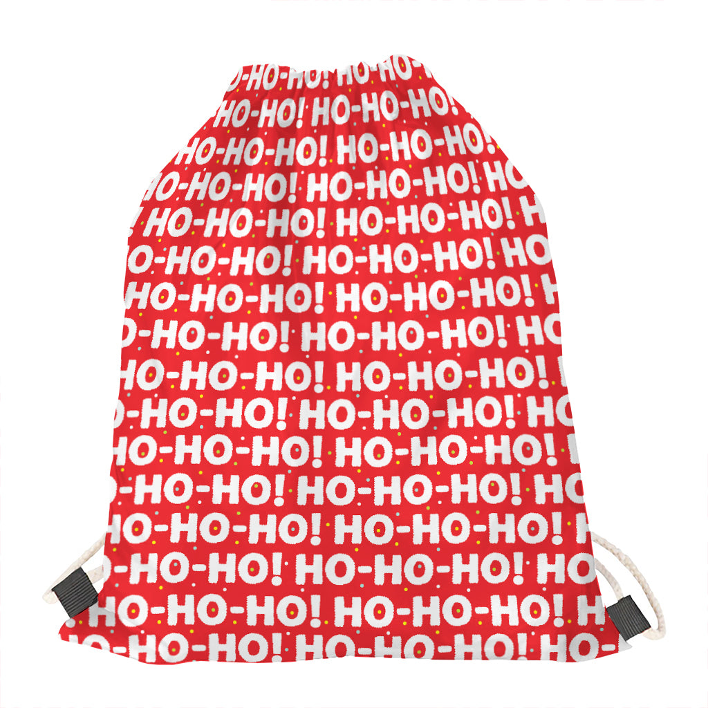 Christmas Ho Ho Ho Pattern Print Drawstring Bag