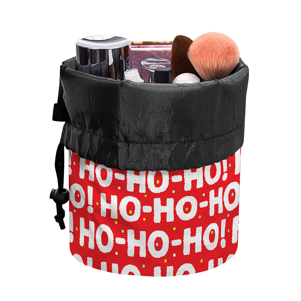 Christmas Ho Ho Ho Pattern Print Drawstring Makeup Bag
