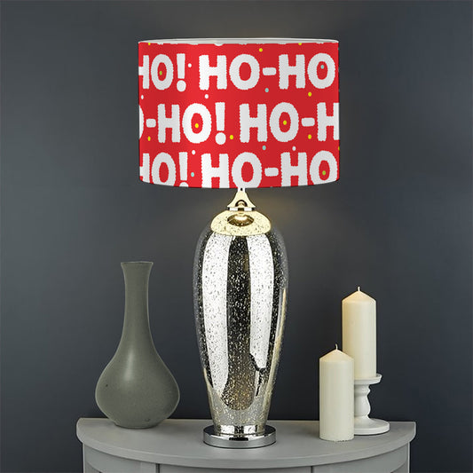 Christmas Ho Ho Ho Pattern Print Drum Lamp Shade