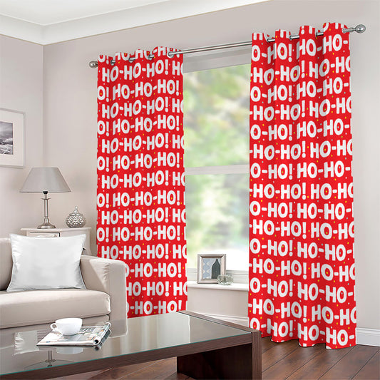 Christmas Ho Ho Ho Pattern Print Extra Wide Grommet Curtains