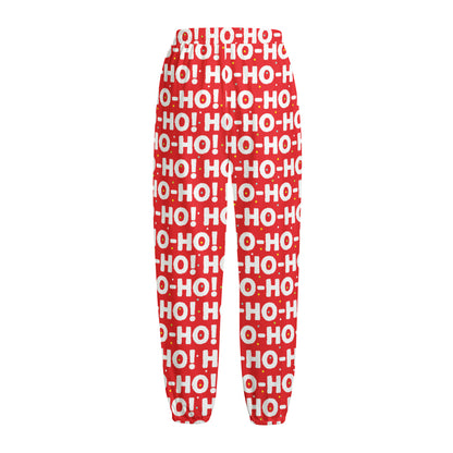 Christmas Ho Ho Ho Pattern Print Fleece Lined Knit Pants