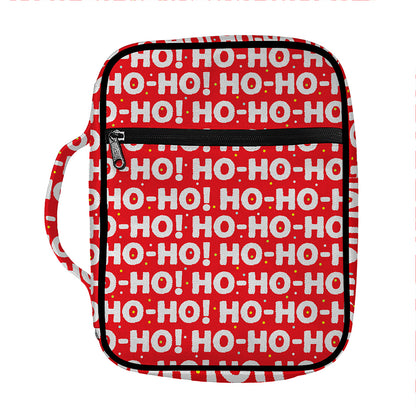 Christmas Ho Ho Ho Pattern Print Front Pocket Bible Bag