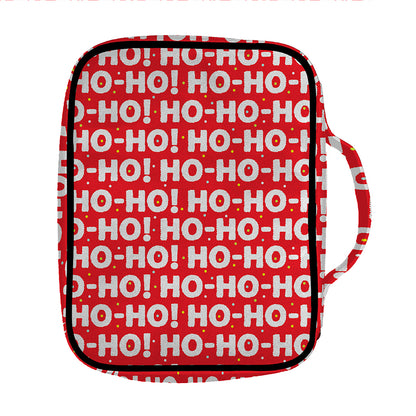 Christmas Ho Ho Ho Pattern Print Front Pocket Bible Bag