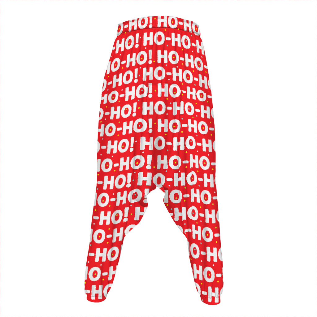 Christmas Ho Ho Ho Pattern Print Hammer Pants