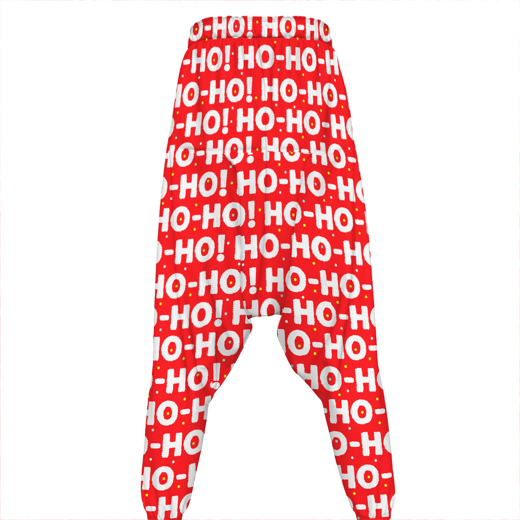 Christmas Ho Ho Ho Pattern Print Hammer Pants