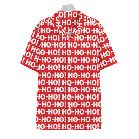 Christmas Ho Ho Ho Pattern Print Hawaiian Shirt