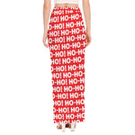 Christmas Ho Ho Ho Pattern Print High Slit Maxi Skirt