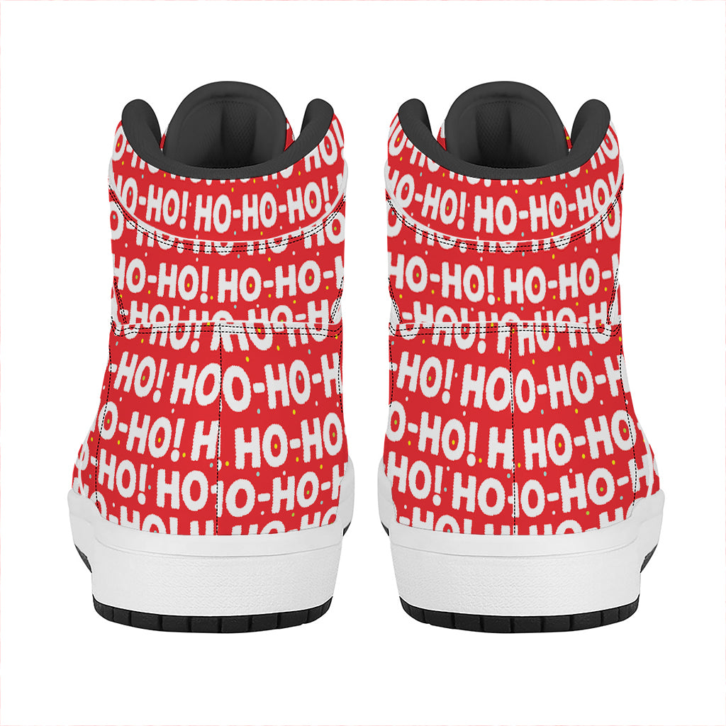 Christmas Ho Ho Ho Pattern Print High Top Leather Sneakers