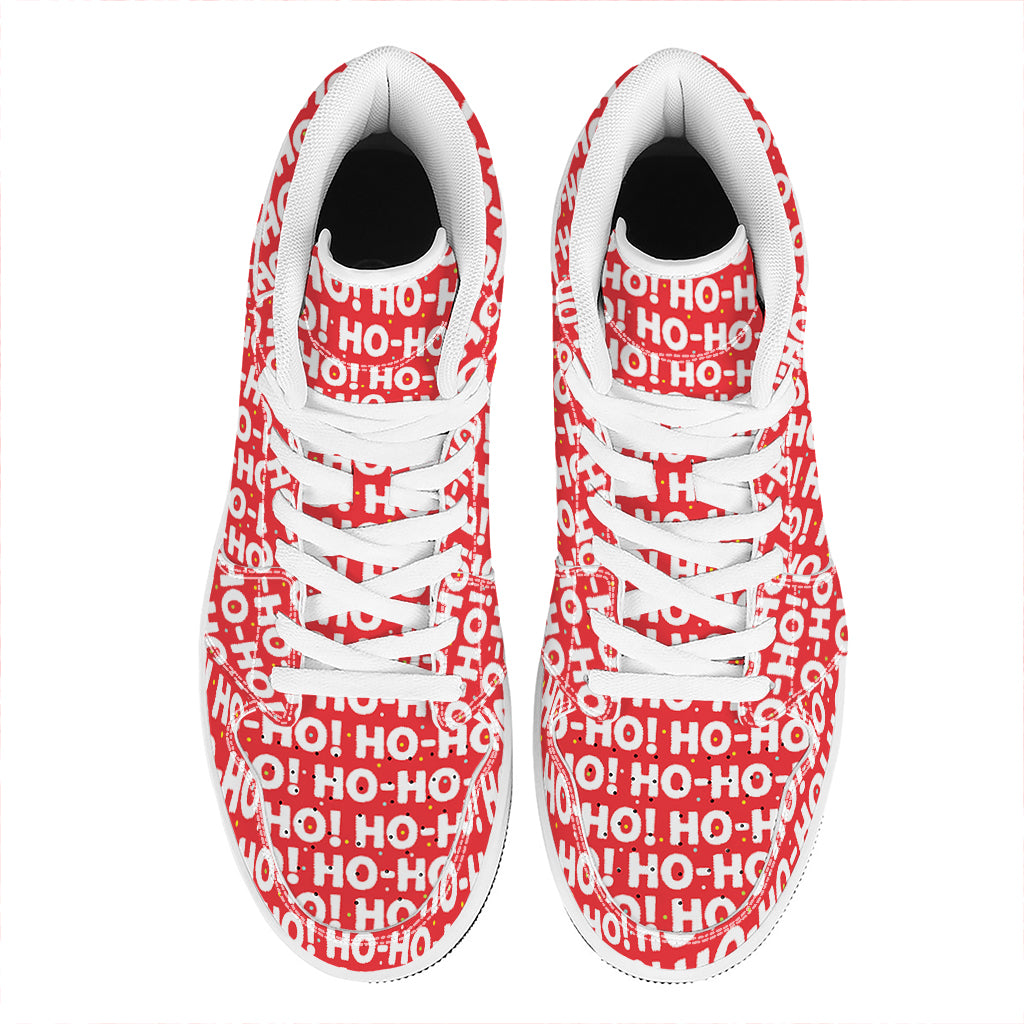Christmas Ho Ho Ho Pattern Print High Top Leather Sneakers