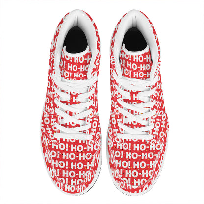 Christmas Ho Ho Ho Pattern Print High Top Leather Sneakers